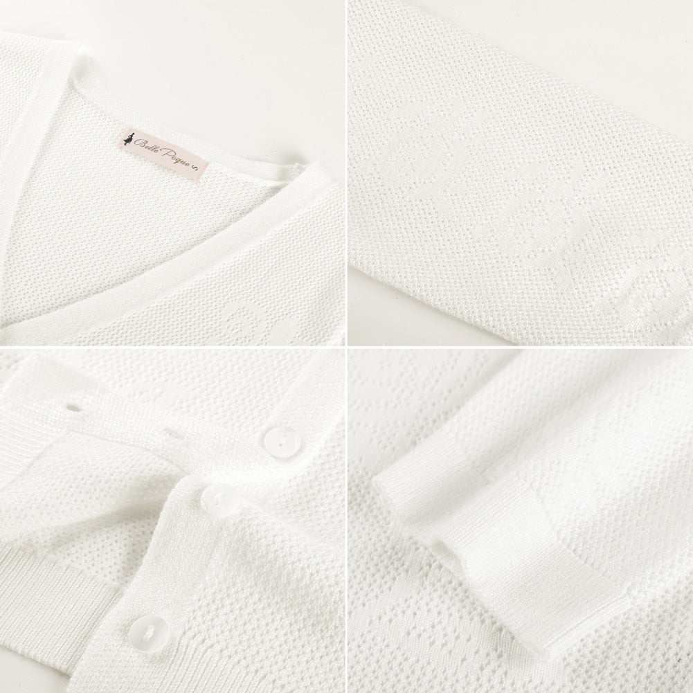 belle poque Women's Lace Cardigan Lightweight 3/4 Sleeve Button Down Cardigans