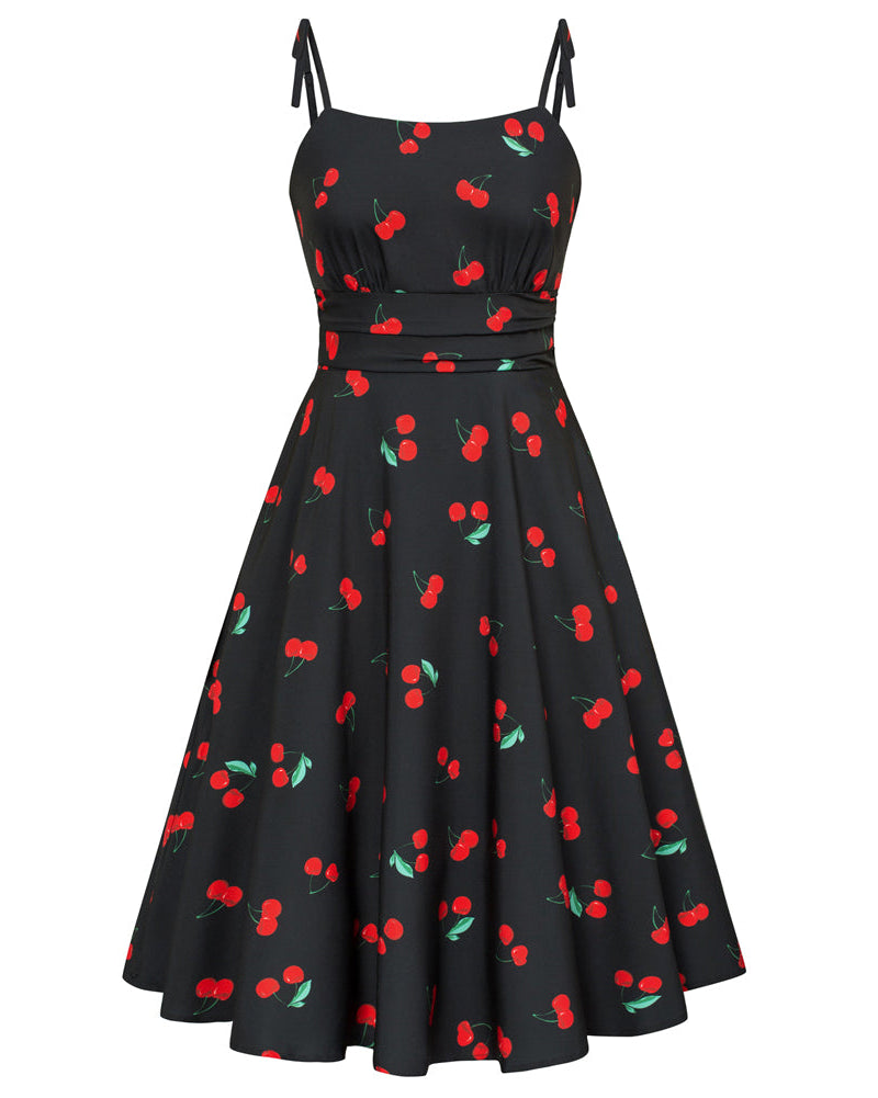 belle poque Summer Slip Dresses for Women Spaghetti Strap Midi Sun Dress Cute Casual Dress with Pockets Cherry