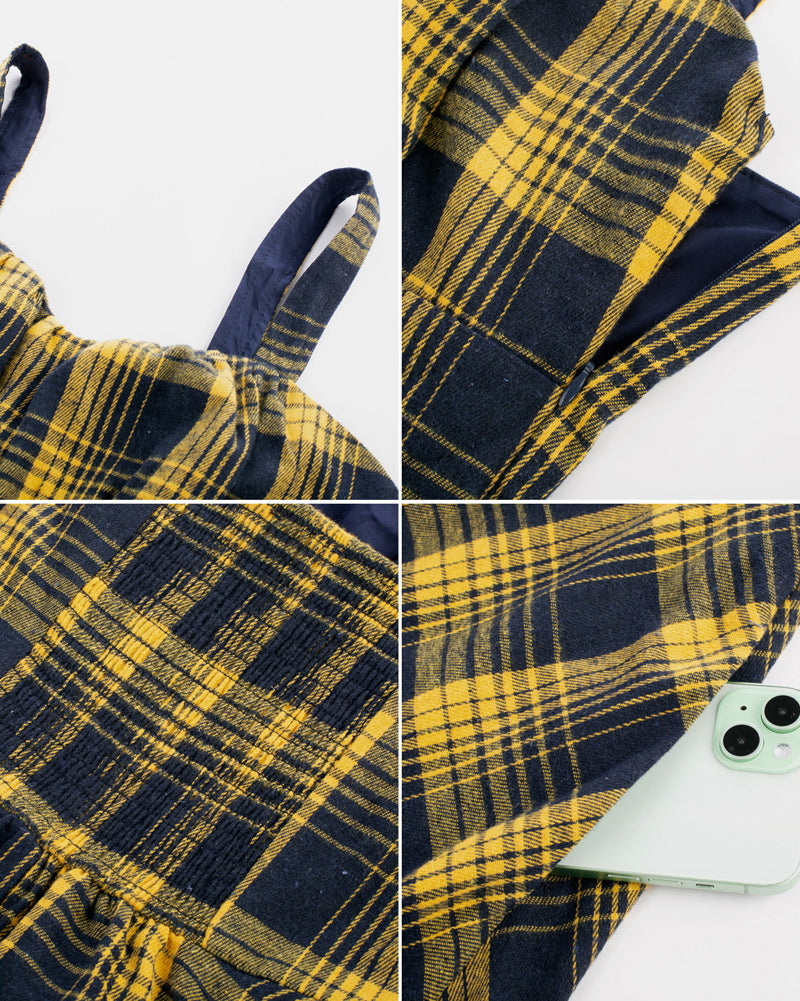 belle poque Vintage Two-Way Defined Waist Dress Ruched Bodice Flared Plaid A-Line Dress