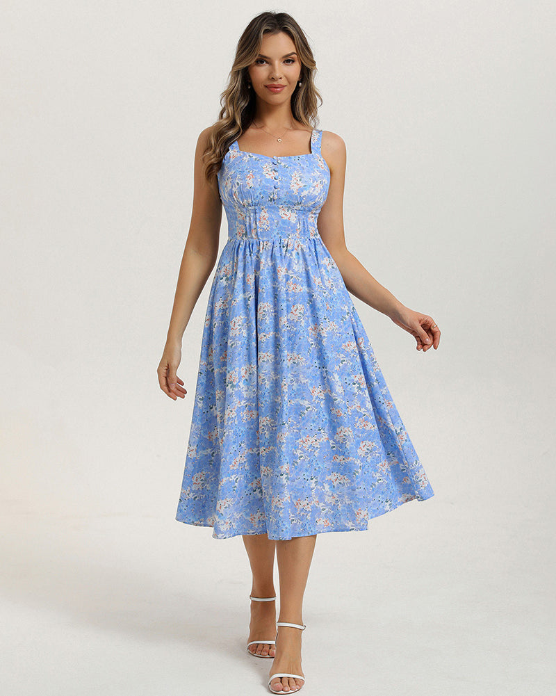 belle poque 2026 Vacation Floral Dress for Women Sundress Midi Flowy Beach Dresses
