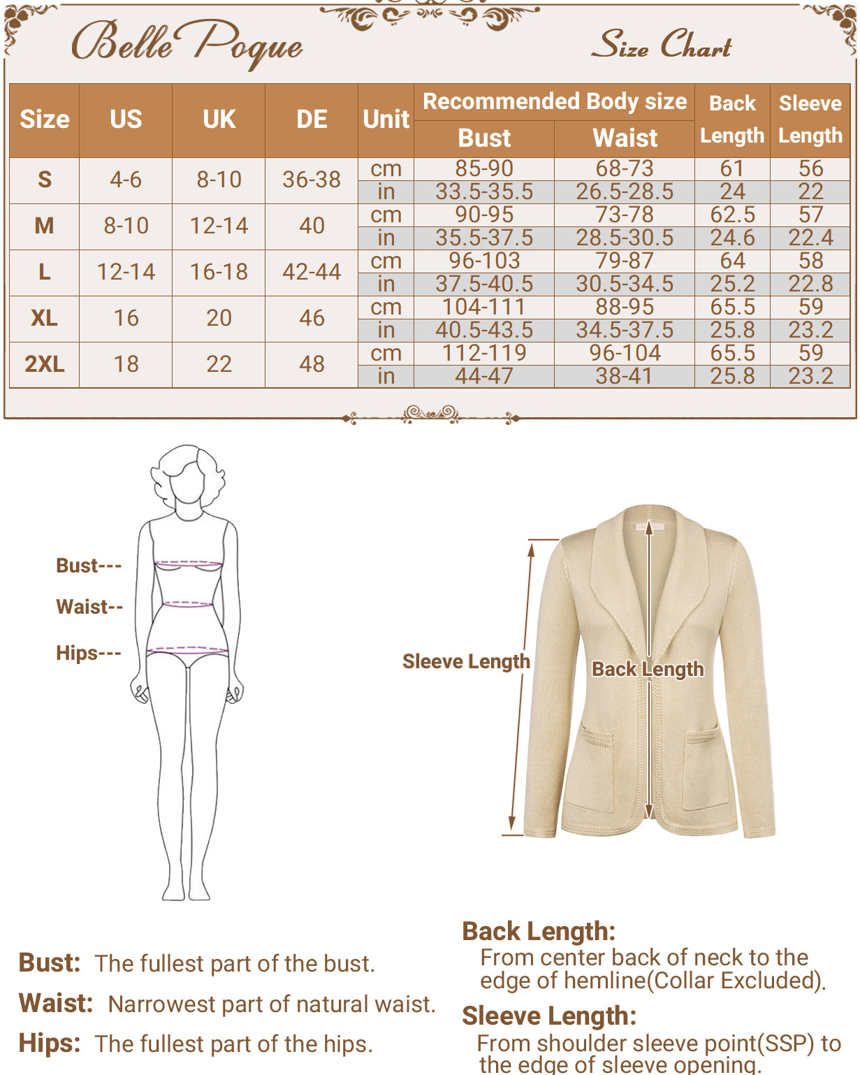 belle poque Vintage Cardigan Sweater Blazer V Neck Shawl Lapel Collar with Pockets