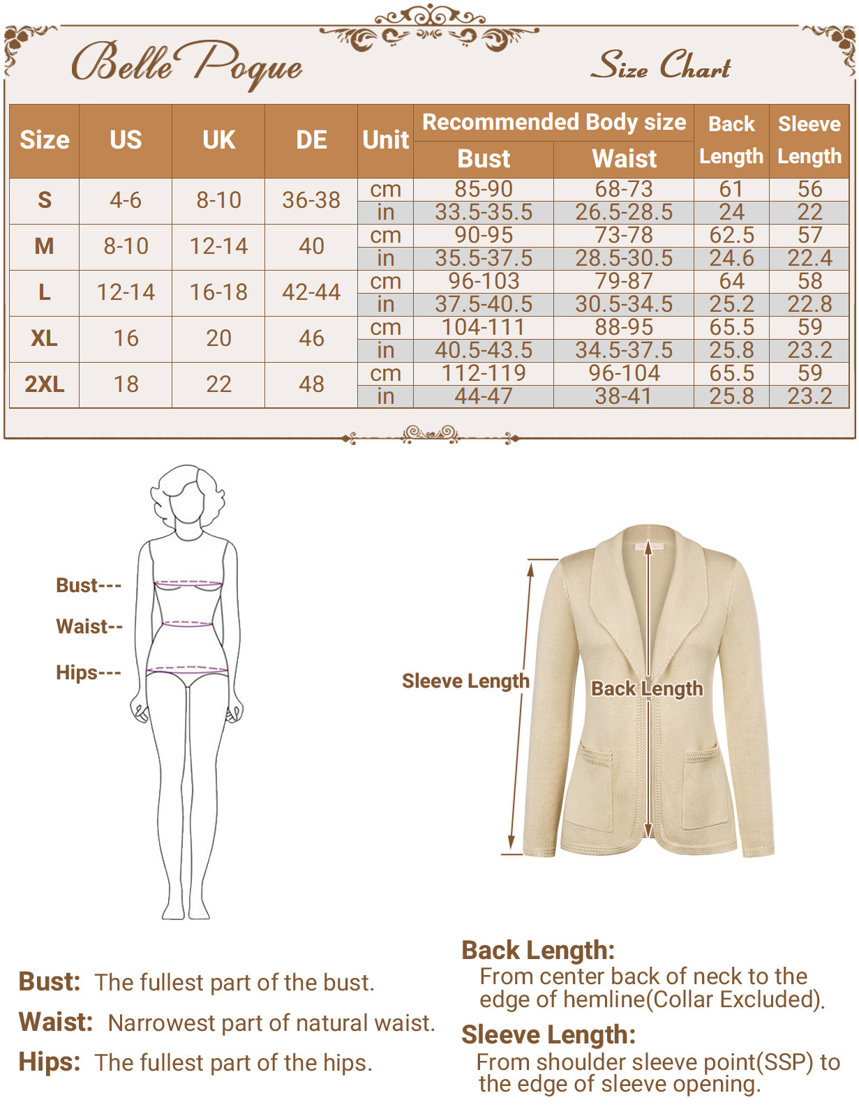 belle poque Vintage Cardigan Sweater Blazer V Neck Shawl Lapel Collar with Pockets