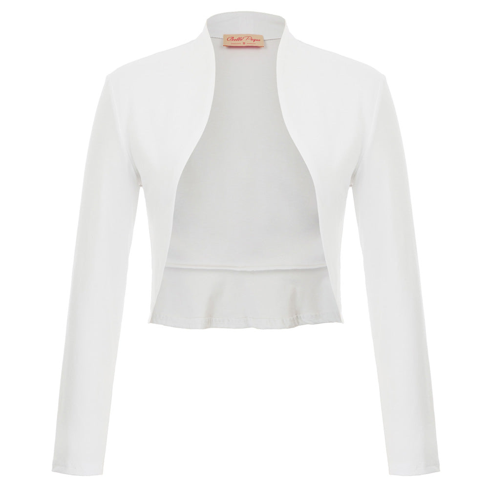 belle poque Bundle Deal Women's Vintage Long Sleeve Open Front Ruffled Hem Cotton Bolero Shrug