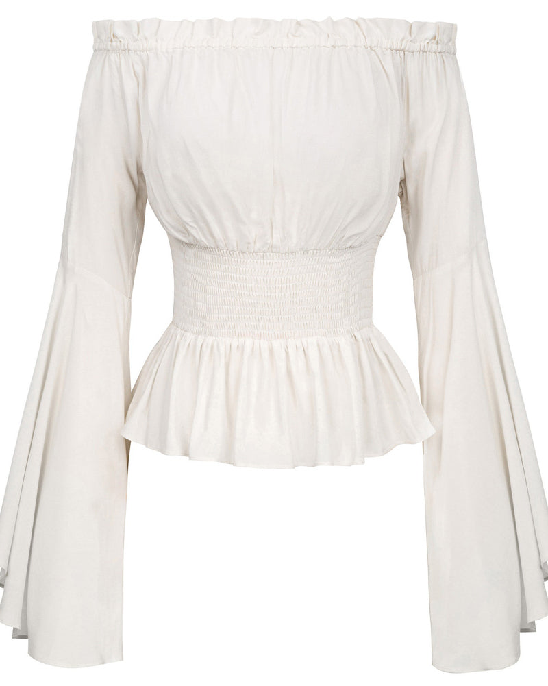 belle poque Vintage Renaissance Medieval Gothic Victorian Bell Sleeves Tops Ivory