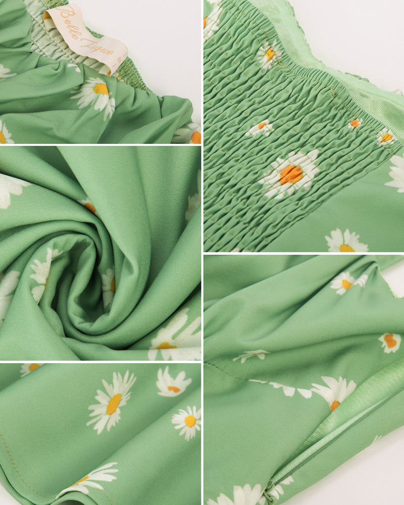 belle poque Vintage Two-Way Defined Waist Dress Ruched Bodice Flared A-Line Dress