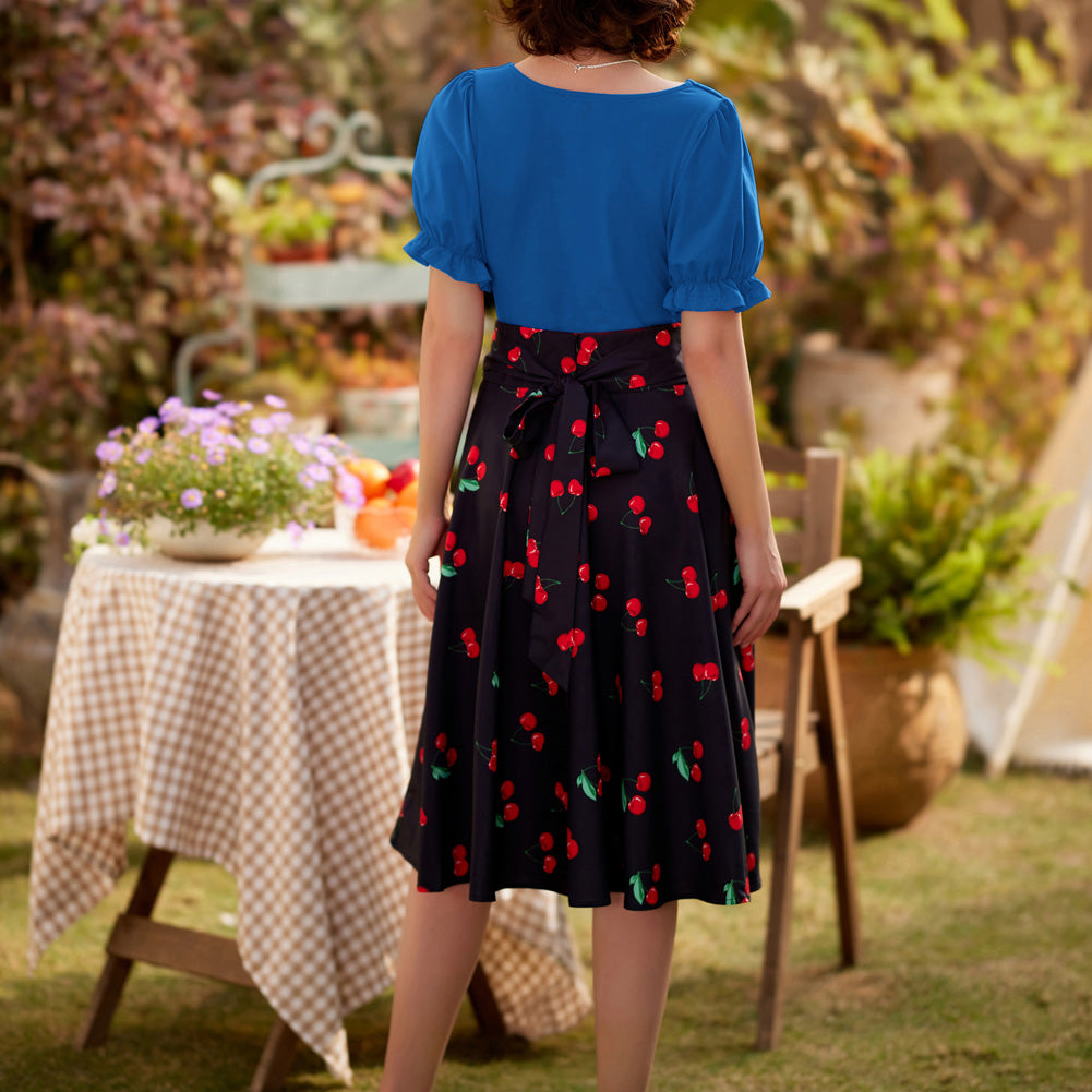 belle poque Solid Color Cotton Tops Slim Fit Puffed Short Sleeve Ruched Tops