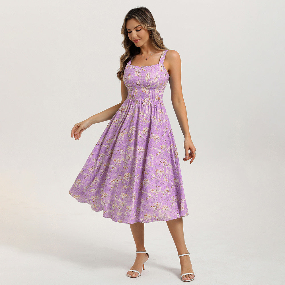 belle poque 2026 Vacation Floral Dress for Women Sundress Midi Flowy Beach Dresses