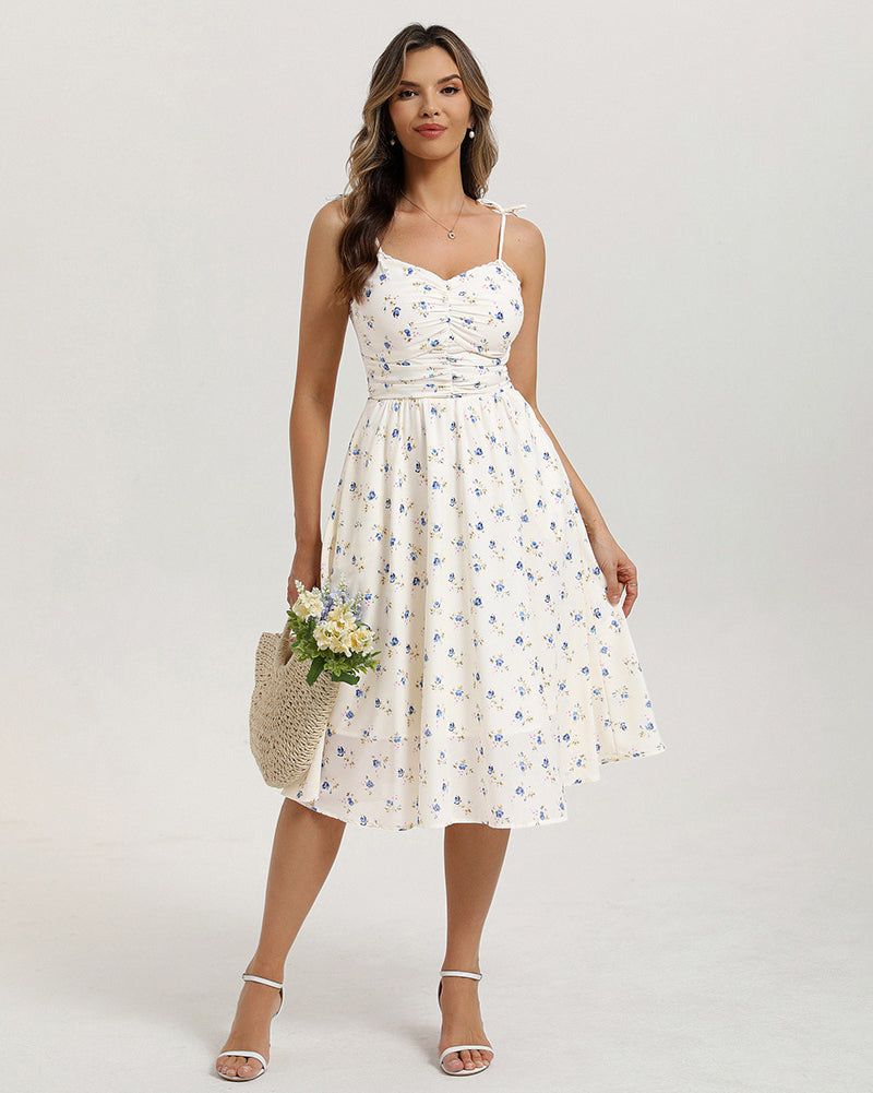 belle poque Women Spring Summer Wedding Guest Dress 2026 Midi Tea Party Ruched Sundress
