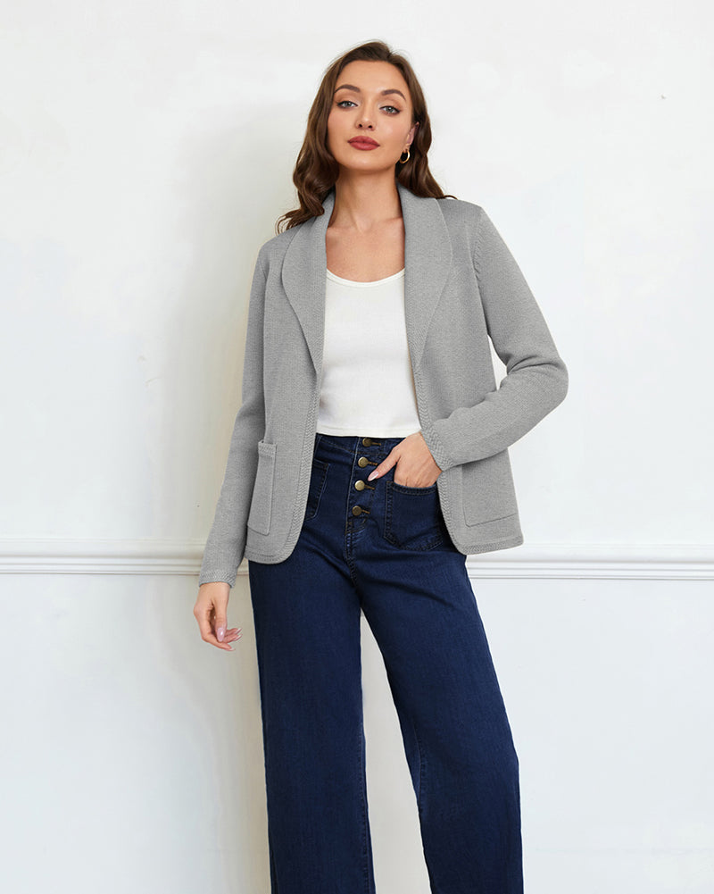 belle poque Vintage Cardigan Sweater Blazer V Neck Shawl Lapel Collar with Pockets