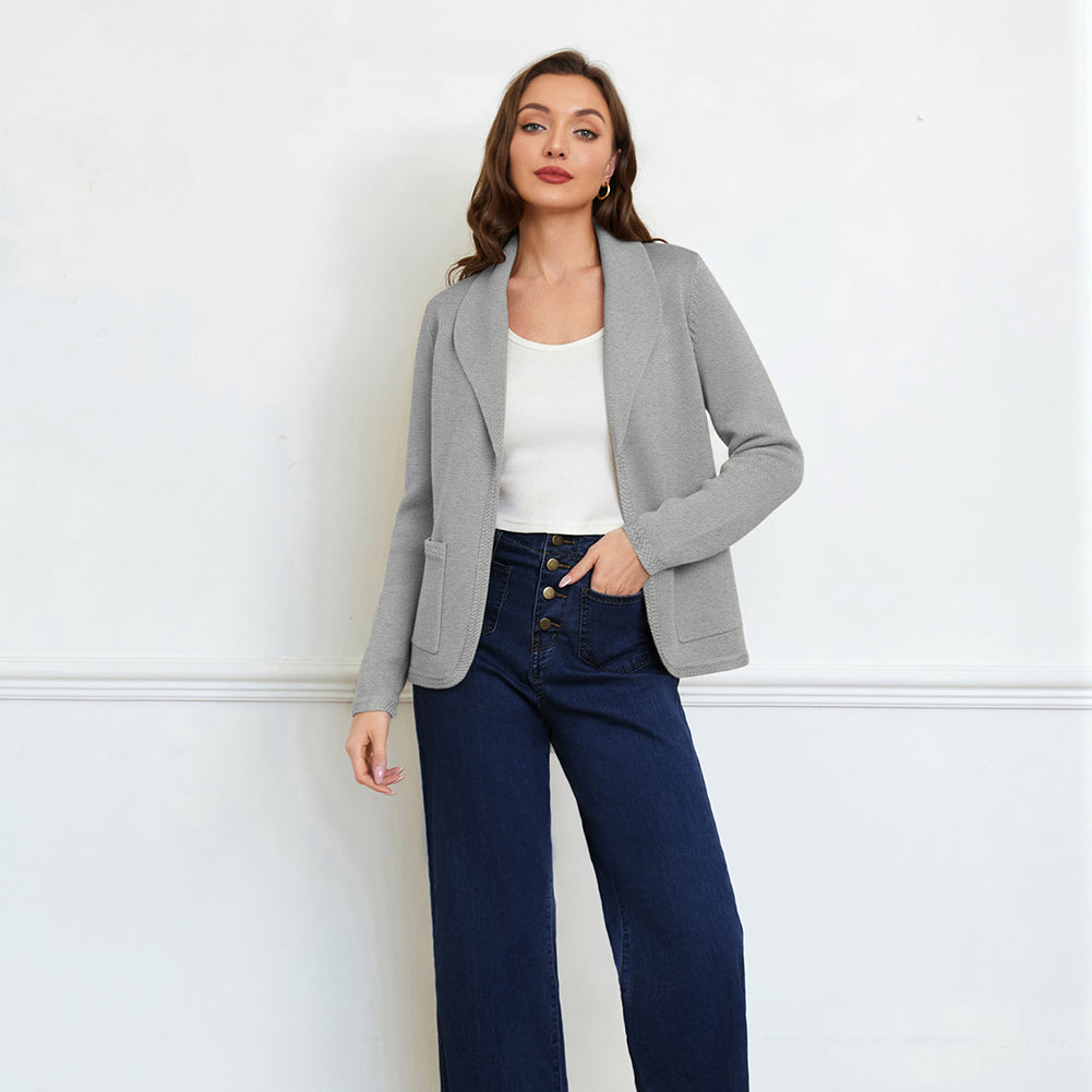belle poque Vintage Cardigan Sweater Blazer V Neck Shawl Lapel Collar with Pockets
