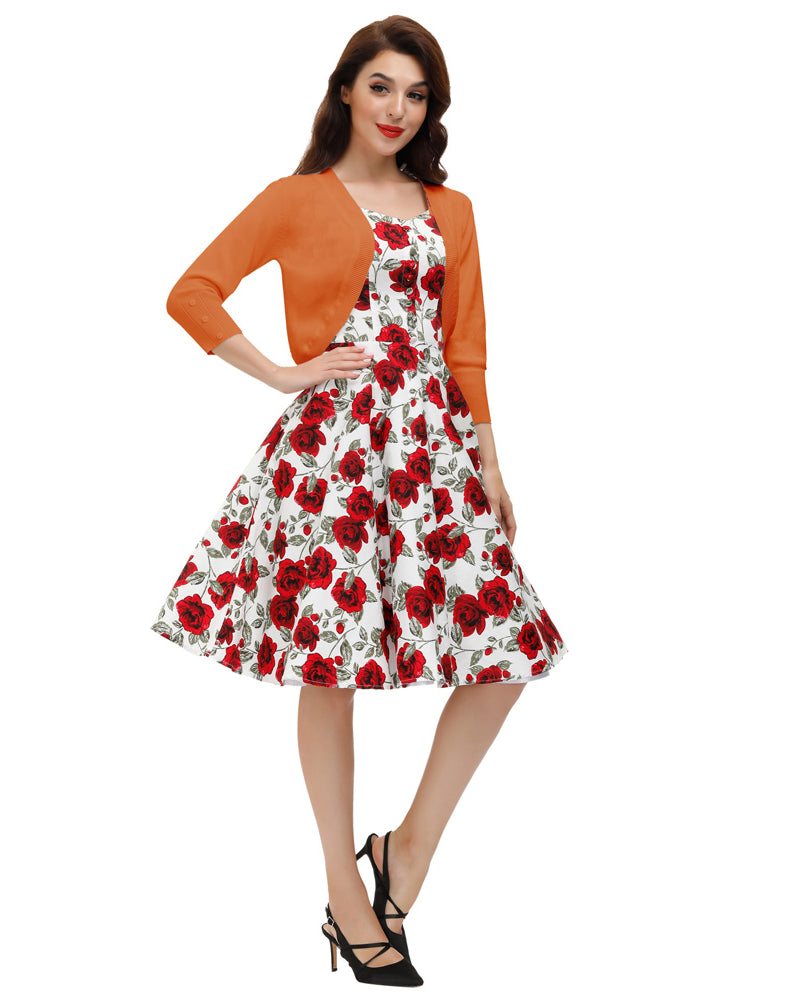 belle poque 3/4 Sleeve Bolero Shrug Open Front Knit Cropped Cardigan Sweater