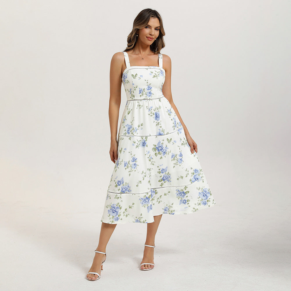 belle poque 2026 Milkmaid Dress Women Vintage Midi Tea Garden Party Sundresses with Pockets