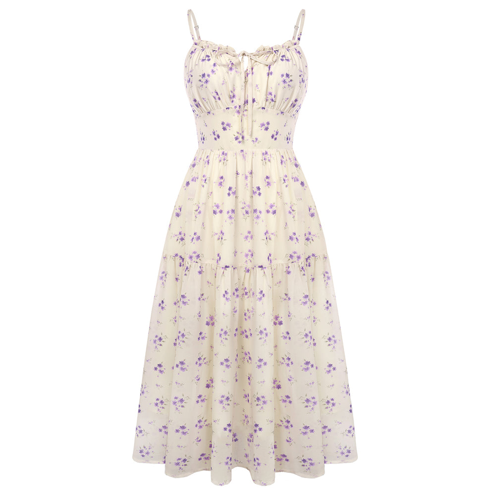 belle poque 2026 Spring Milkmaid Dress Wedding Guest Summer Midi Flowy Tea Party Dresses Purple