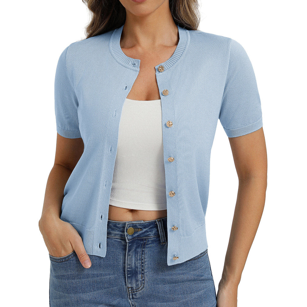 belle poque 2026 Spring Short Sleeve Cardigan Sweater Lightweight Button Up Cardigan