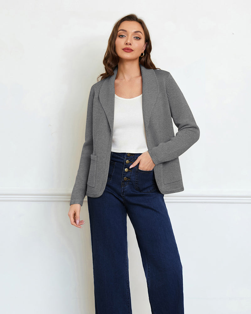 belle poque Vintage Cardigan Sweater Blazer V Neck Shawl Lapel Collar with Pockets