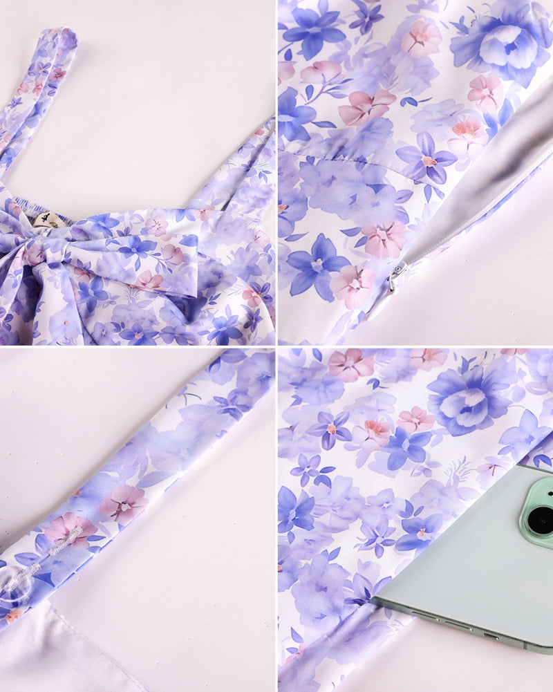 belle poque 2026 Womens Summer Dresses Floral Corset Dress Tie Front Cottagecore Dress