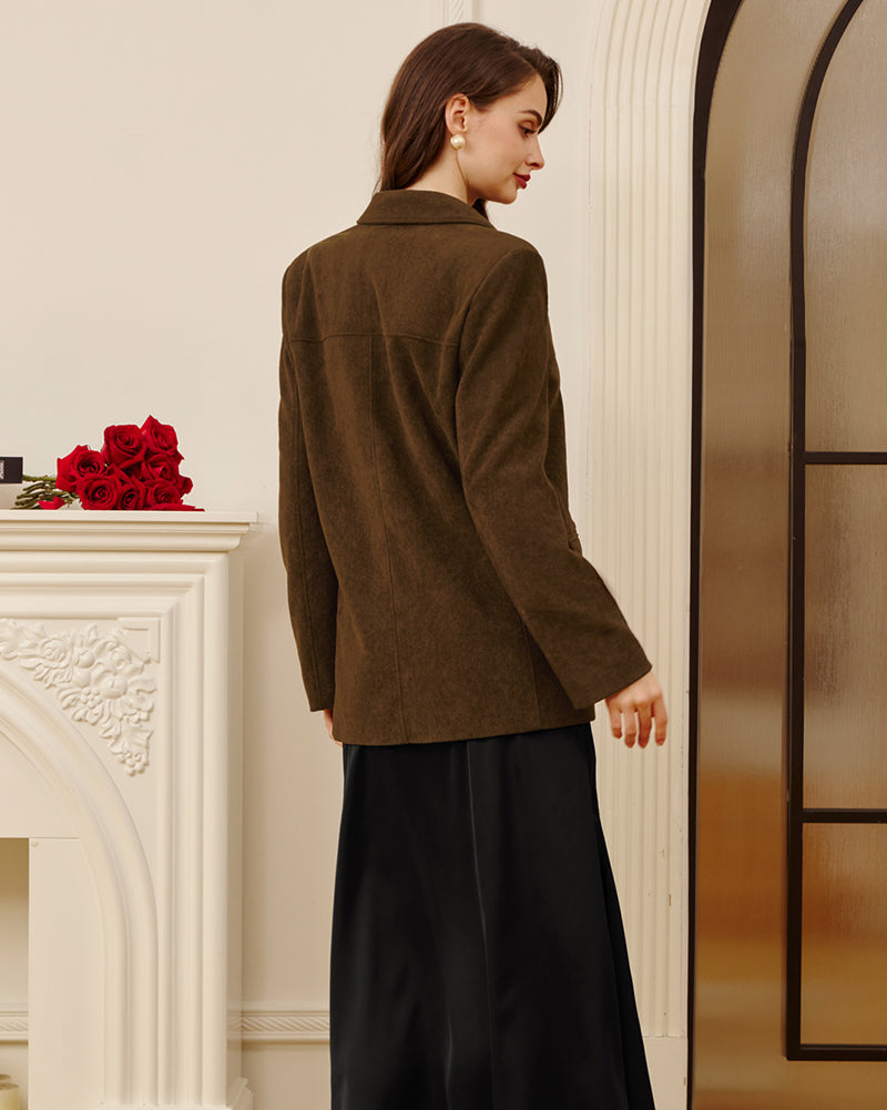 belle poque Women's Winter Corduroy Blazer Jackets Fall Work Office Jacket Coats