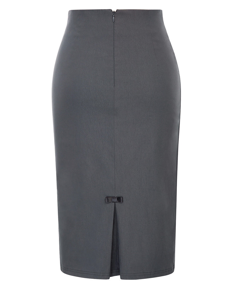 belle poque Vintage Bow-Knot Decorated Hips-Wrapped Bodycon Pencil Skirt