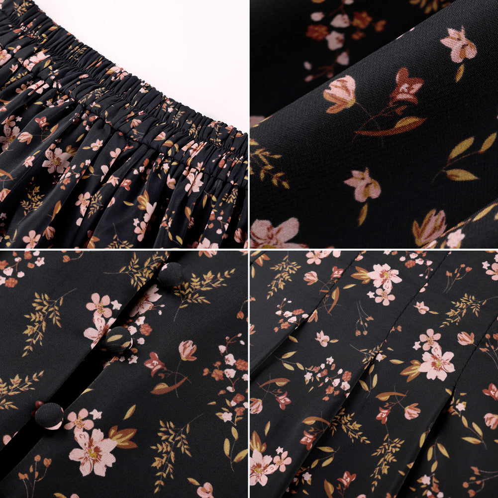 belle poque Women's Spring Summer 2026 Midi Skirts with Slit Flowy A-Line Skirt with Pockets