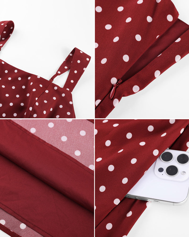 belle poque Women 1950s Vintage Polka-Dots Dress Semi-Formal Mini Dresses