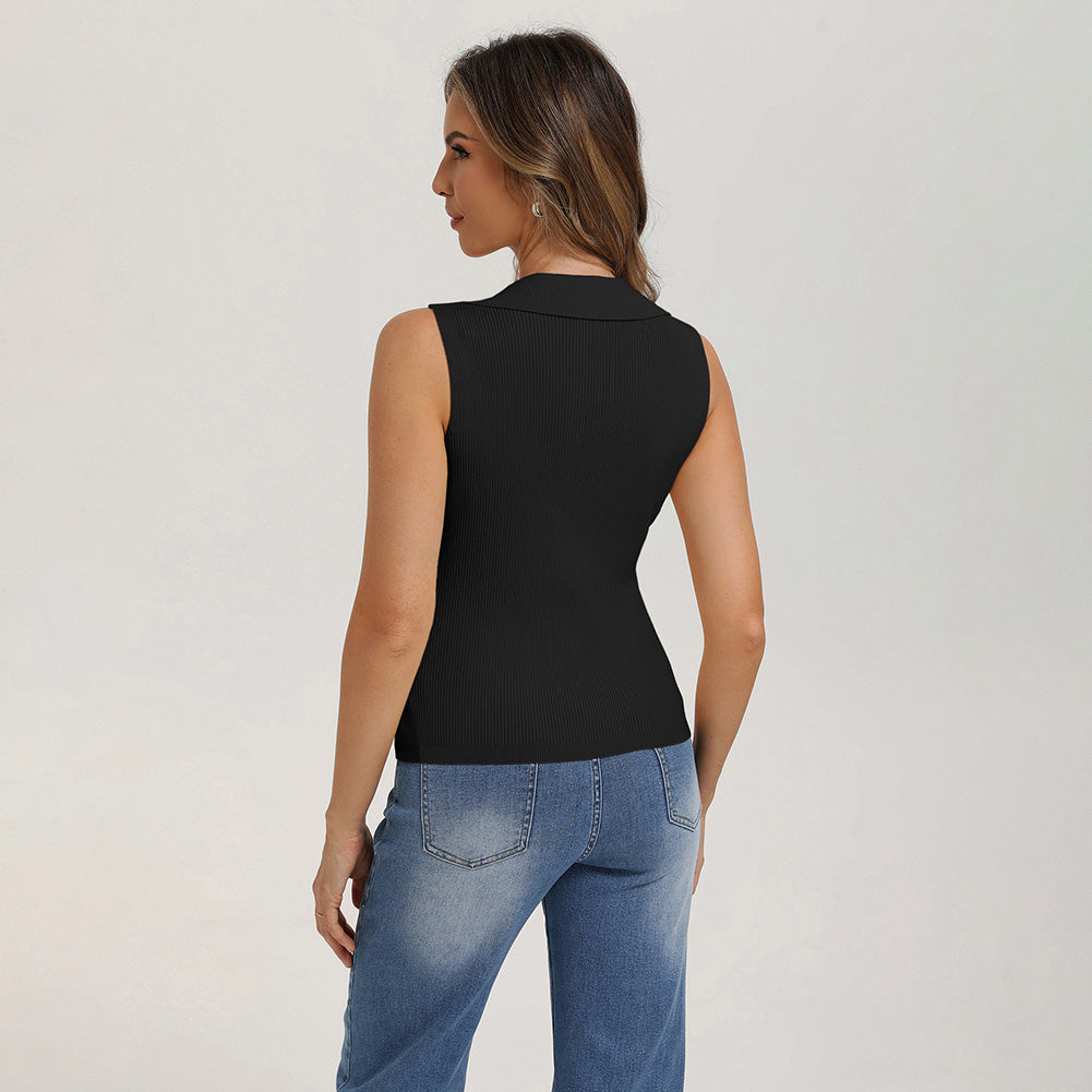 belle poque Women's Button Down Tank Tops Collared Slim Fit Office Tops