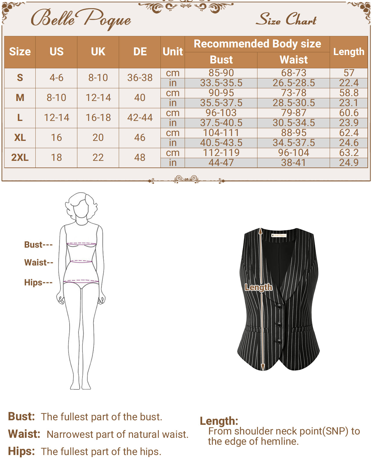 belle poque Vintage Lapel Collar Suit Vest Tops for Women Work Dressy Waistcoat Blazer with Pockets