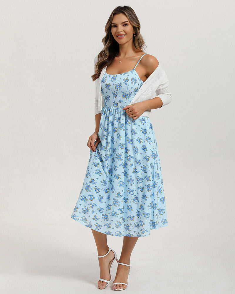belle poque Floral Dress for Women 2026 Summer Sleeveless Midi A-line Beach Sundresses