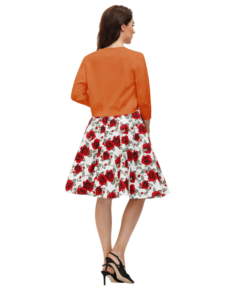 belle poque 3/4 Sleeve Bolero Shrug Open Front Knit Cropped Cardigan Sweater