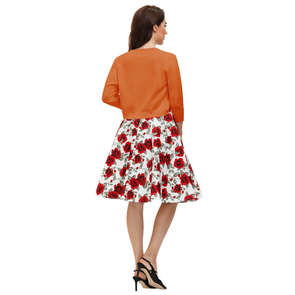 belle poque 3/4 Sleeve Bolero Shrug Open Front Knit Cropped Cardigan Sweater