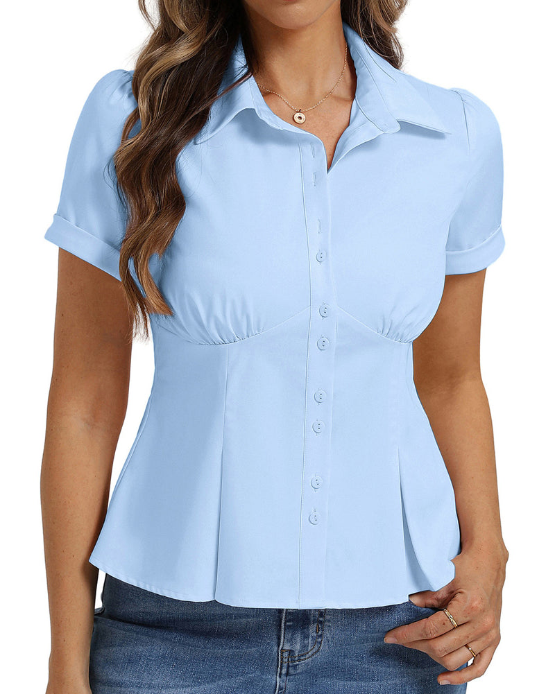 belle poque 2026 Womens Button Down Summer Cute Tops Blouses for Women Dressy Casual