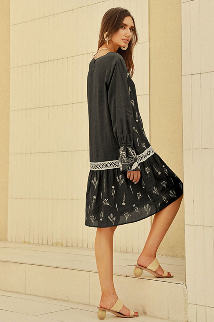 belle poque Frieeah Embroidered A-line Dress