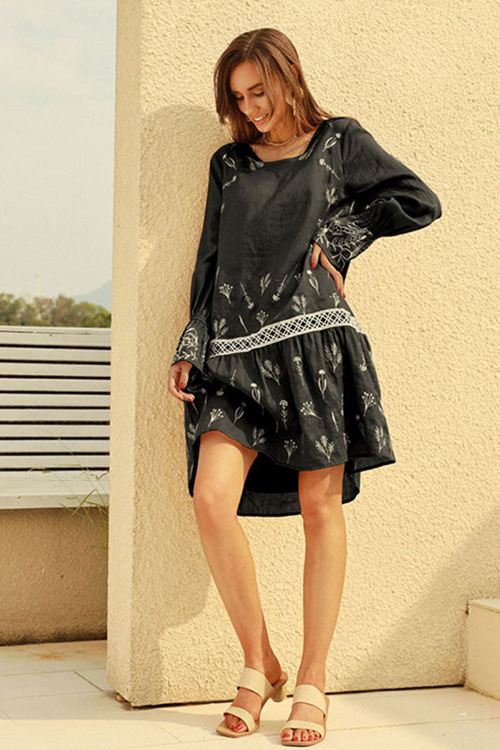 belle poque Frieeah Embroidered A-line Dress