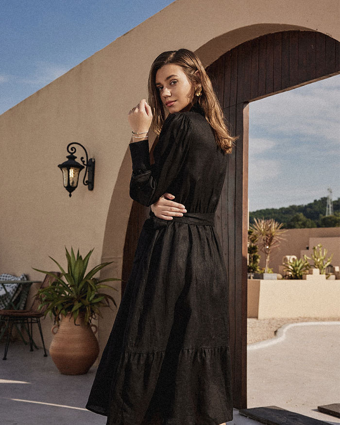 belle poque Frieeah Linen Shirt A-Line Dress