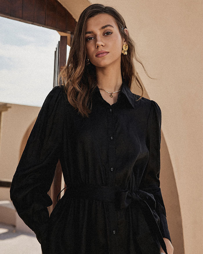 belle poque Frieeah Linen Shirt A-Line Dress