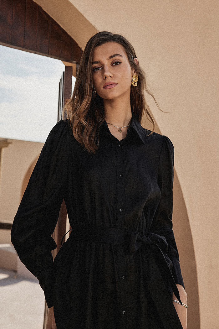 belle poque Frieeah Linen Shirt A-Line Dress