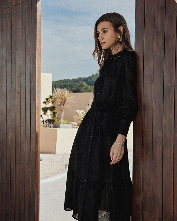 belle poque Frieeah Linen Shirt A-Line Dress