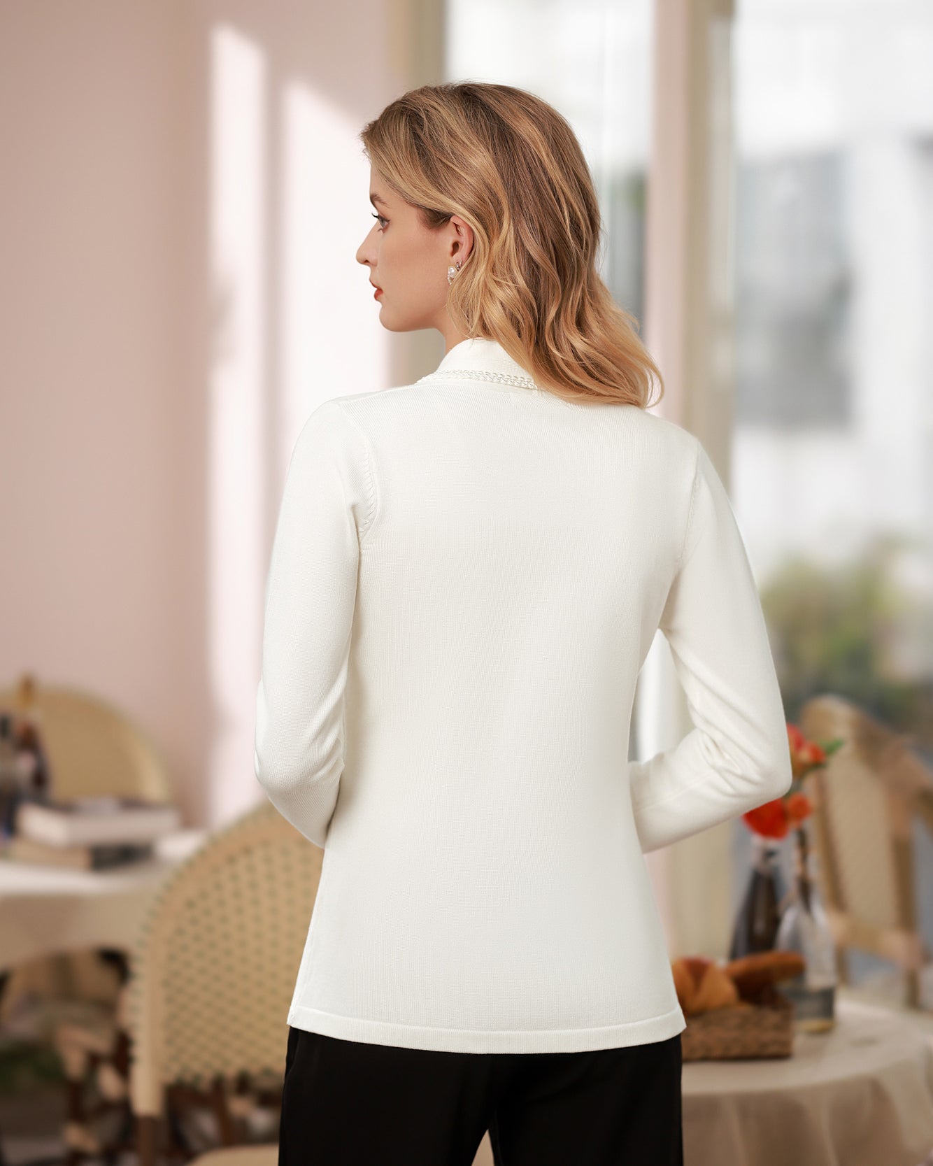 belle poque Vintage Shawl Lapel Cardigan Sweater Long Sleeve Knitted Blazer Coat