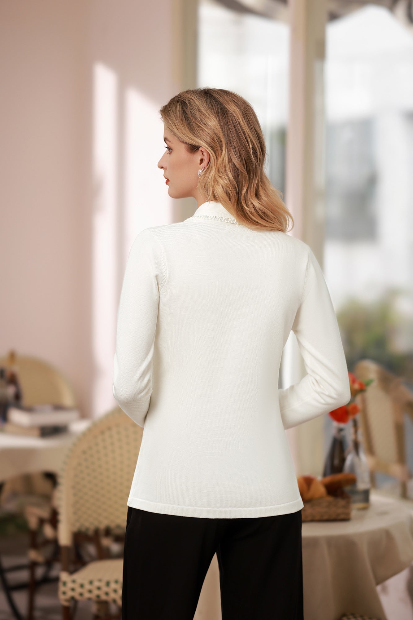 belle poque Vintage Shawl Lapel Cardigan Sweater Long Sleeve Knitted Blazer Coat