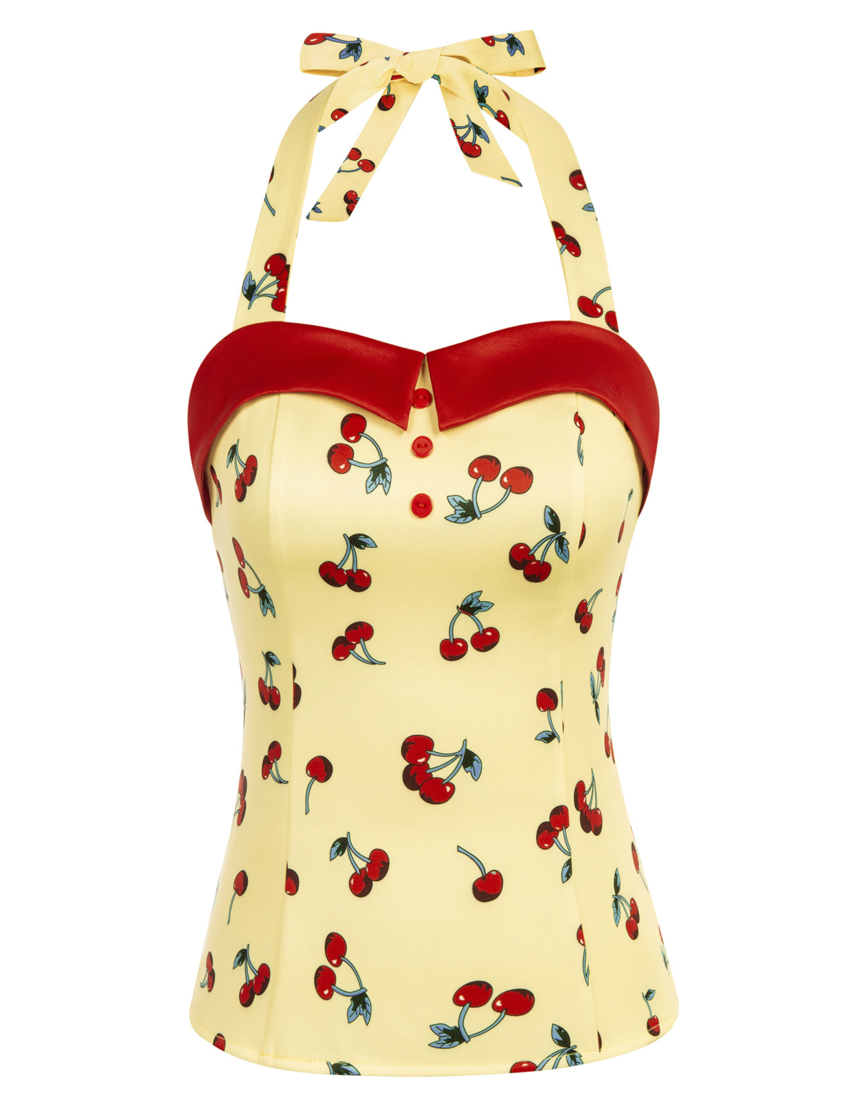 belle poque Women's Cherries Pattern Sleeveless Adjustable Strappy Tank Top 1950s Pin Up Style
