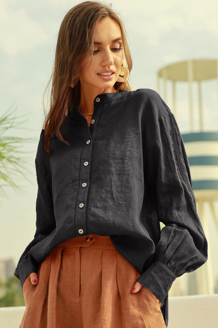 belle poque Frieeah Stand Collar Loose Fit Shirt