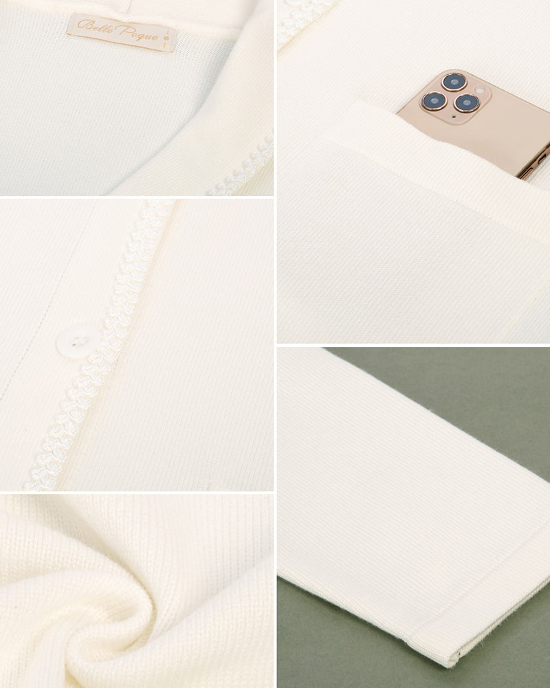 belle poque Vintage Shawl Lapel Cardigan Sweater Long Sleeve Knitted Blazer Coat