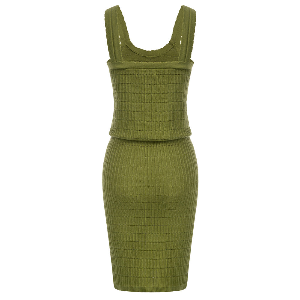 belle poque Vintage Jacquard Textured Outfits U-Neck Tops+Above Knee Skirt Knitwear