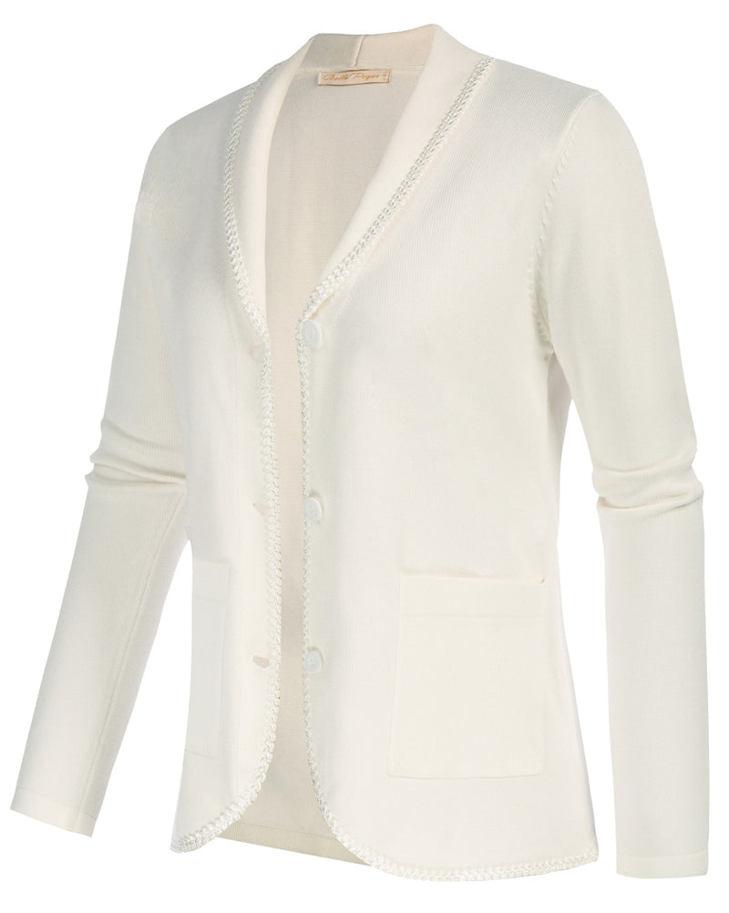 belle poque Vintage Shawl Lapel Cardigan Sweater Long Sleeve Knitted Blazer Coat