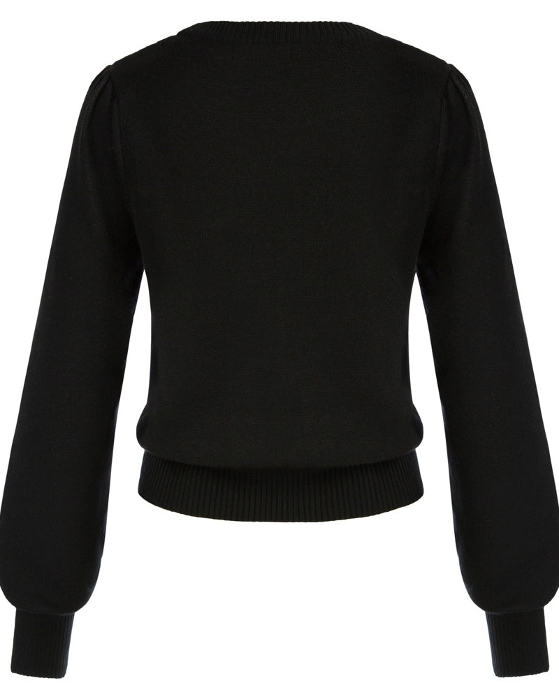 belle poque Seckill Offer⌛Wrap V Neck Long Sleeve Tulip Cropped Knit Cardigan Sweater