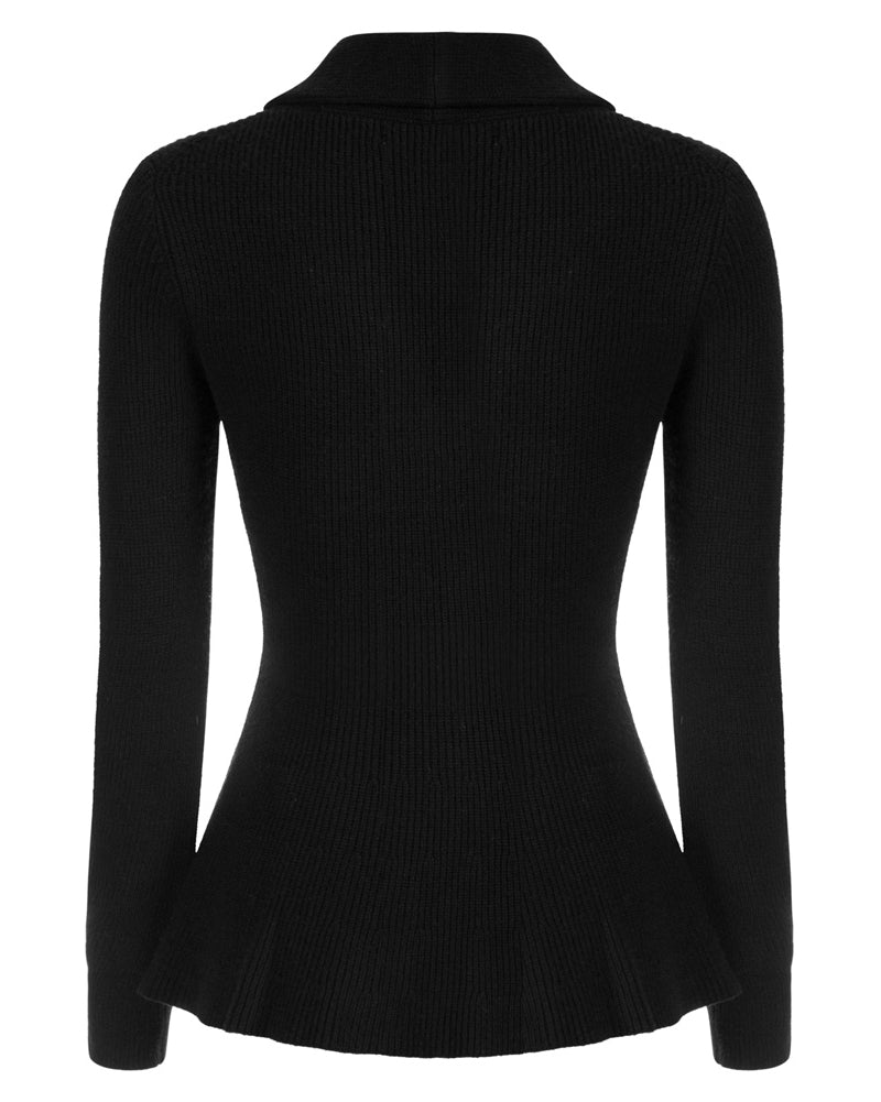 belle poque Belle Poque Women Vintage Cardigan Sweater Shawl Lapel Button Down Sweater Outwear Coat