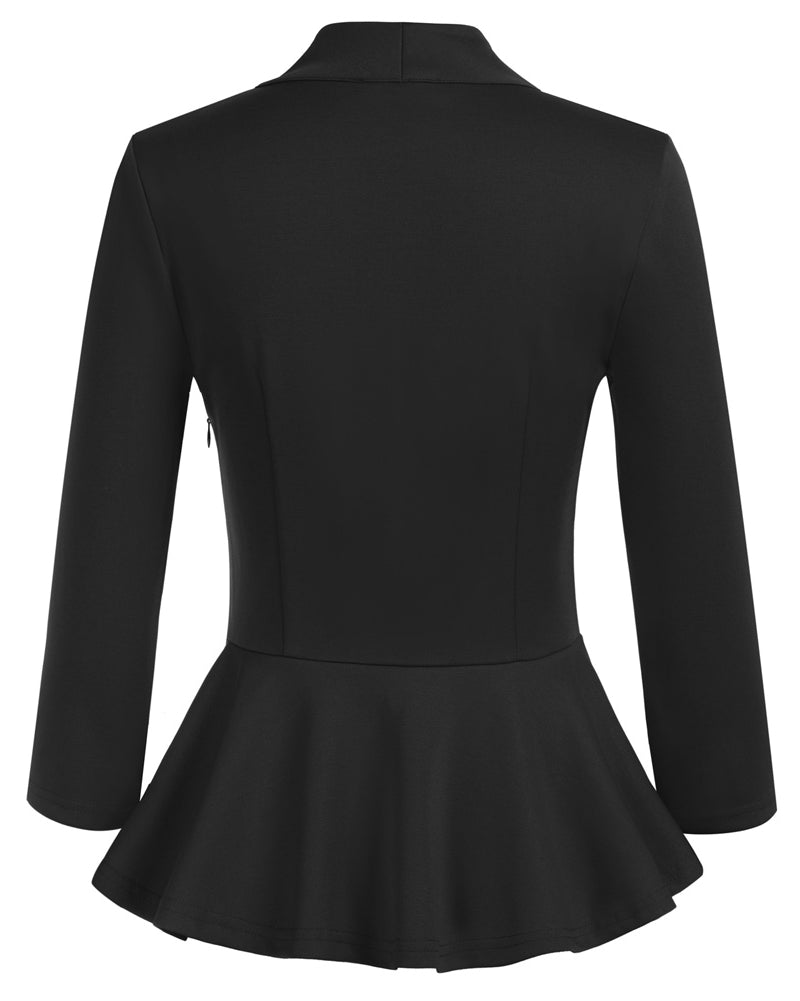 belle poque Seckill Offer⌛Vintage Peplum Hem Tops 3/4 Sleeve V-Neck Ruched Tops