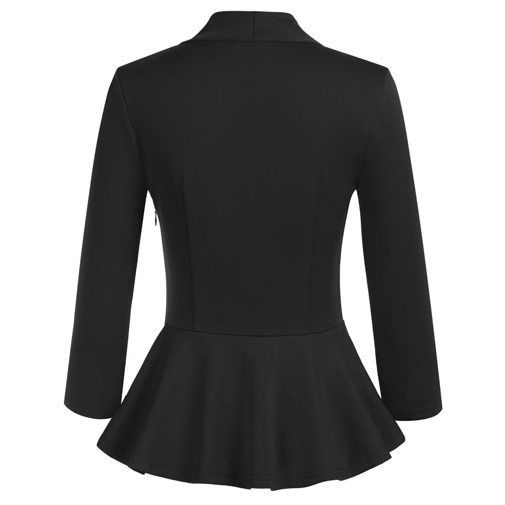 belle poque Seckill Offer⌛Vintage Peplum Hem Tops 3/4 Sleeve V-Neck Ruched Tops