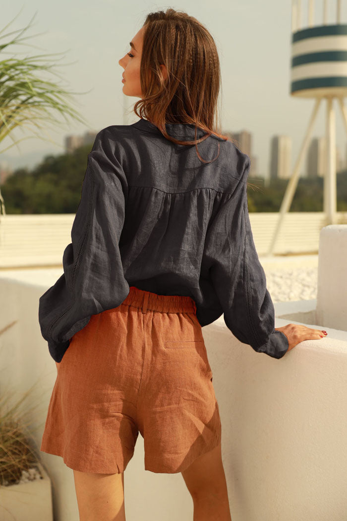 belle poque Frieeah Stand Collar Loose Fit Shirt