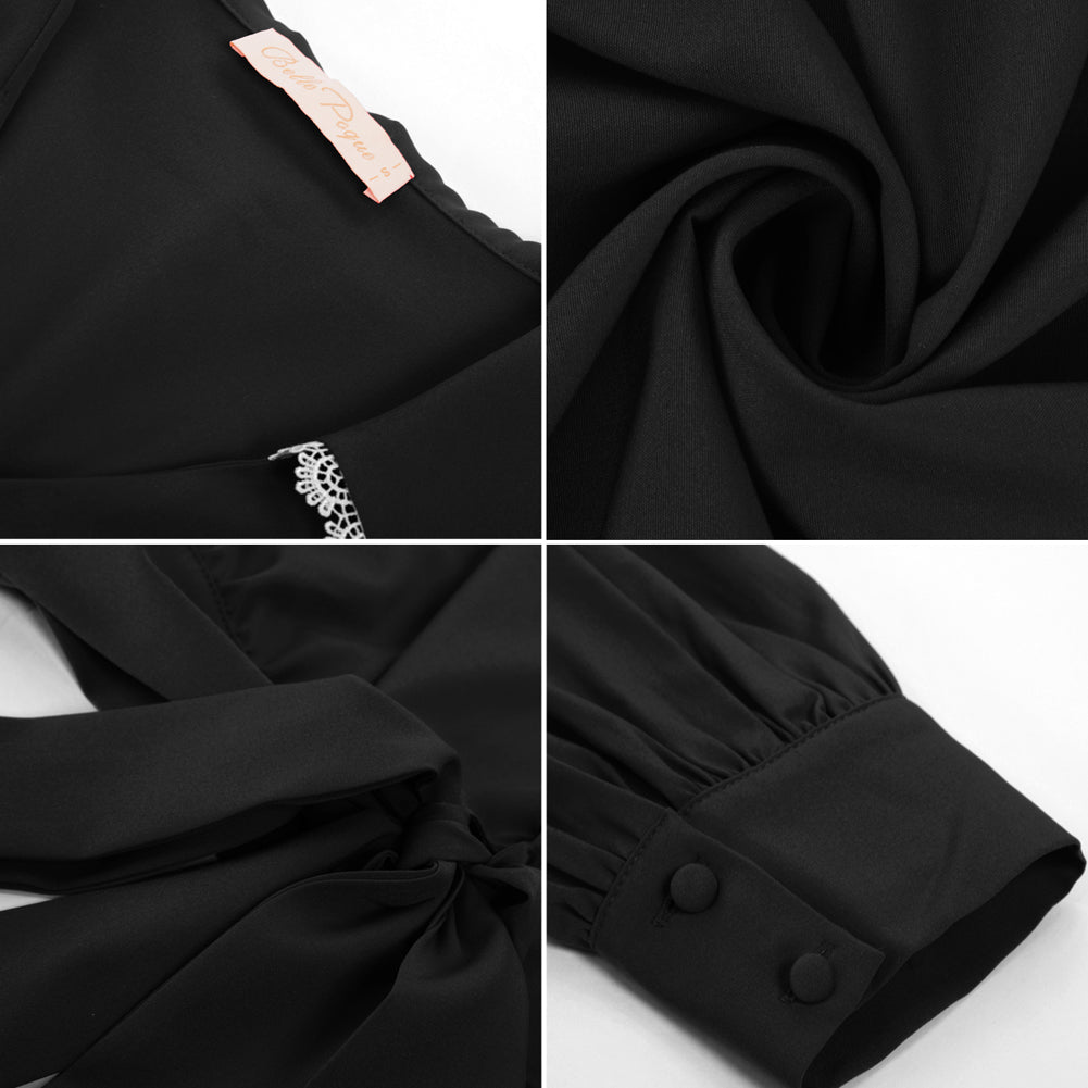 belle poque Seckill Offer⌛Vintage Cropped Shirt Long Lantern Sleeve Lapel V-Neck Button-up Tops