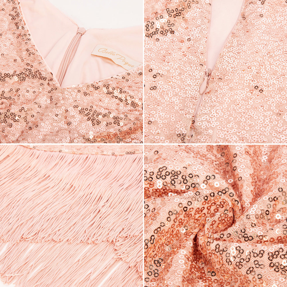 belle poque Seckill Offer⌛Sequined Sleeveless V-Neck Tassel Decorated Wrap Hem Party Dress